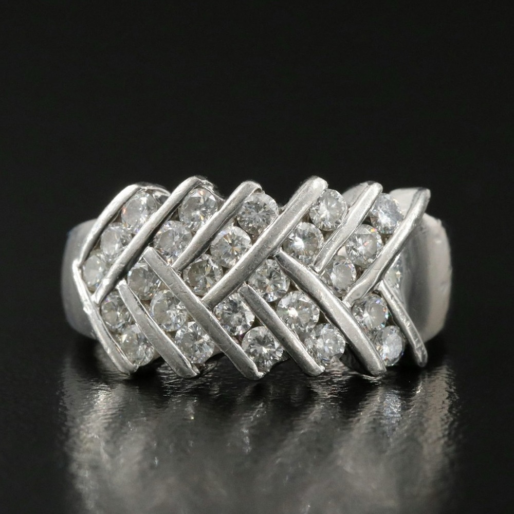 Platinum 1 CTW Diamond Chevron Ring